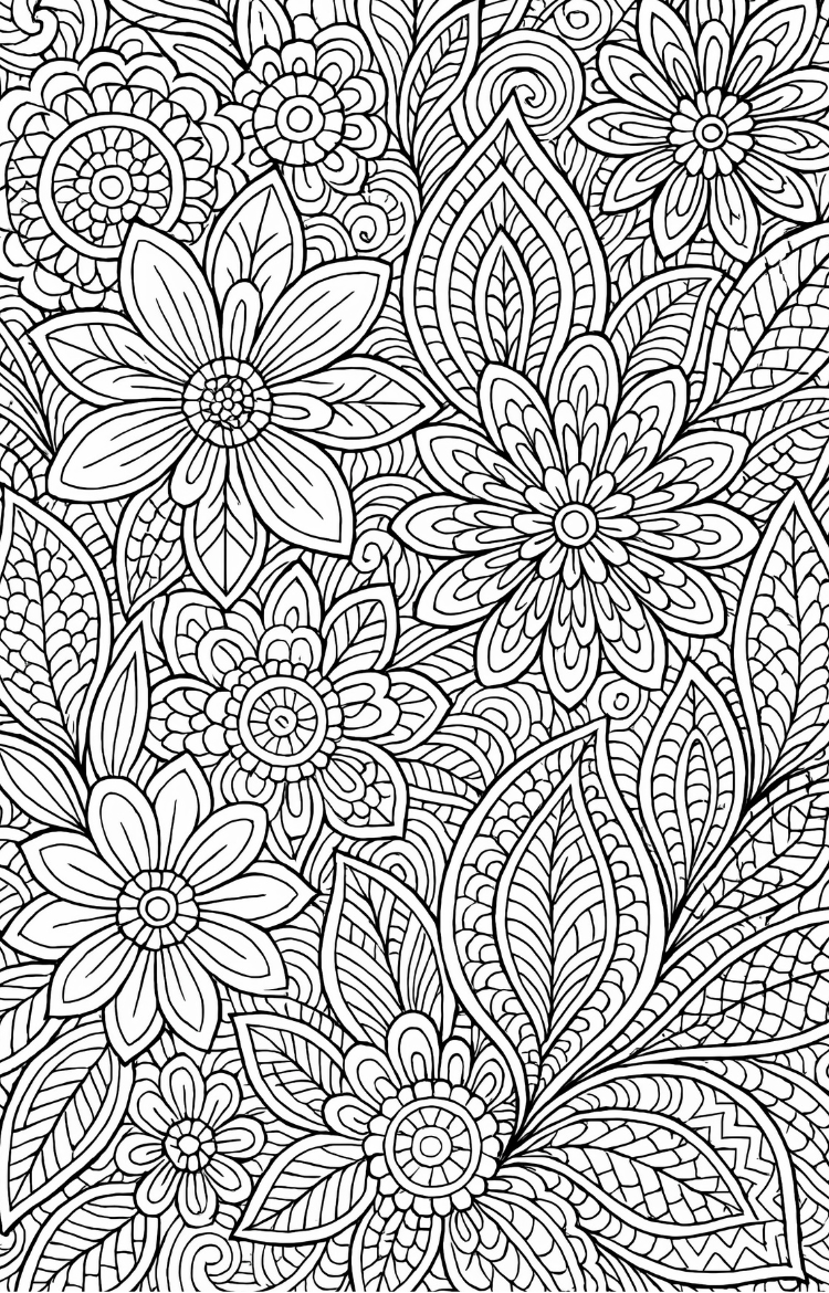 Omalovánka ke stažení -  Květiny